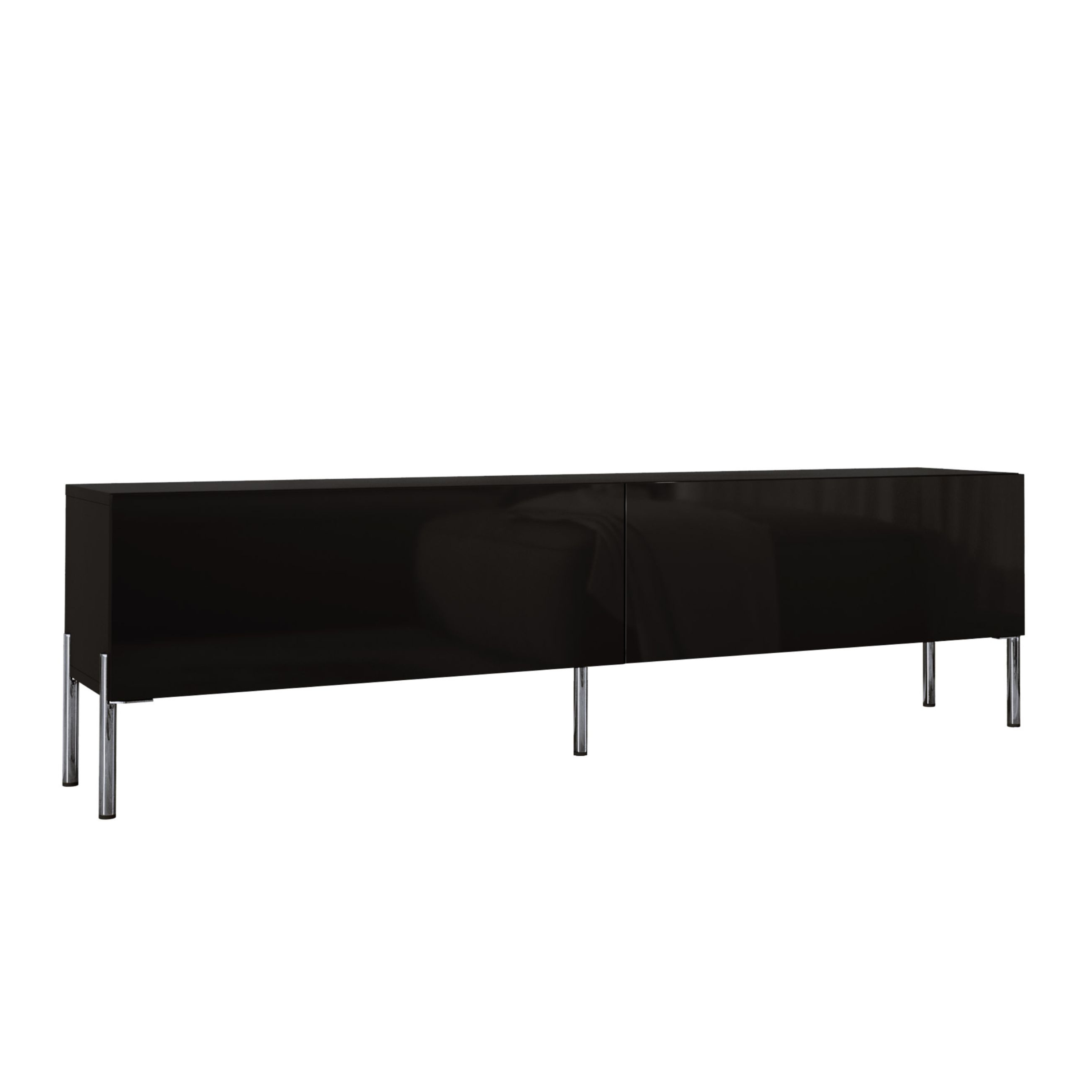 Szafka RTV: Czarny Mat, Nogi Chromowane, 170 x 52 x 32 cm