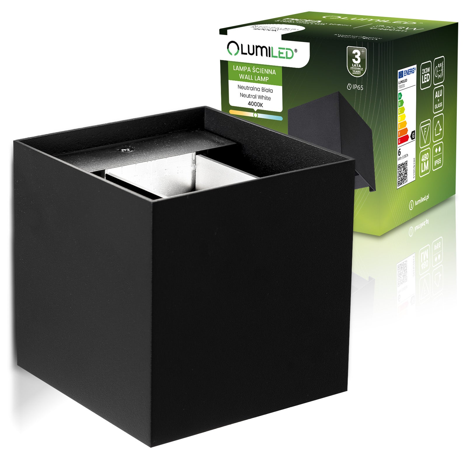 Kinkiet Ogrodowy Lumiled Elewacyjny LED 2x 3W 4000K Neutralna biel Regulowany Czarny 1 szt.