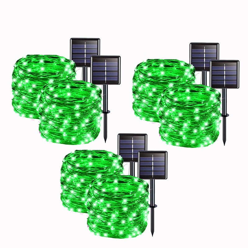 Zestaw sztuk metrowych solarnych lampek Fairy Tale Light LED trybów solarne lampki choinkowe do dekoracji ogrodu drucik miedziany Zielony