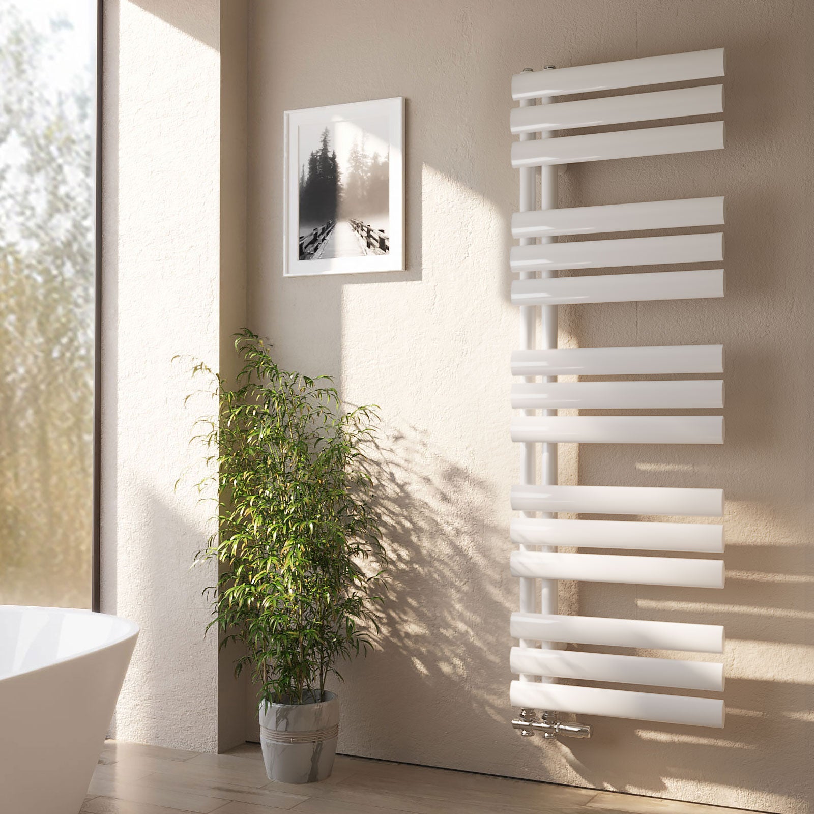 EMKE Grzejnik Łazienkowy 484W, 143x40 cm, 5,3 bar, do 5 m² – Biały