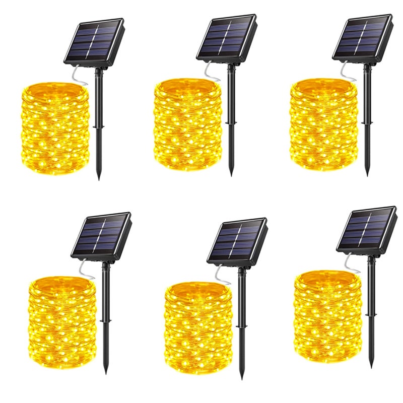 Zestaw sztuk LED solarnych drucików miedzianych oświetlenie zewnętrzne wodoodporne ogrodowe trybów bajkowe światełka Boże Narodzenie ciepła biel