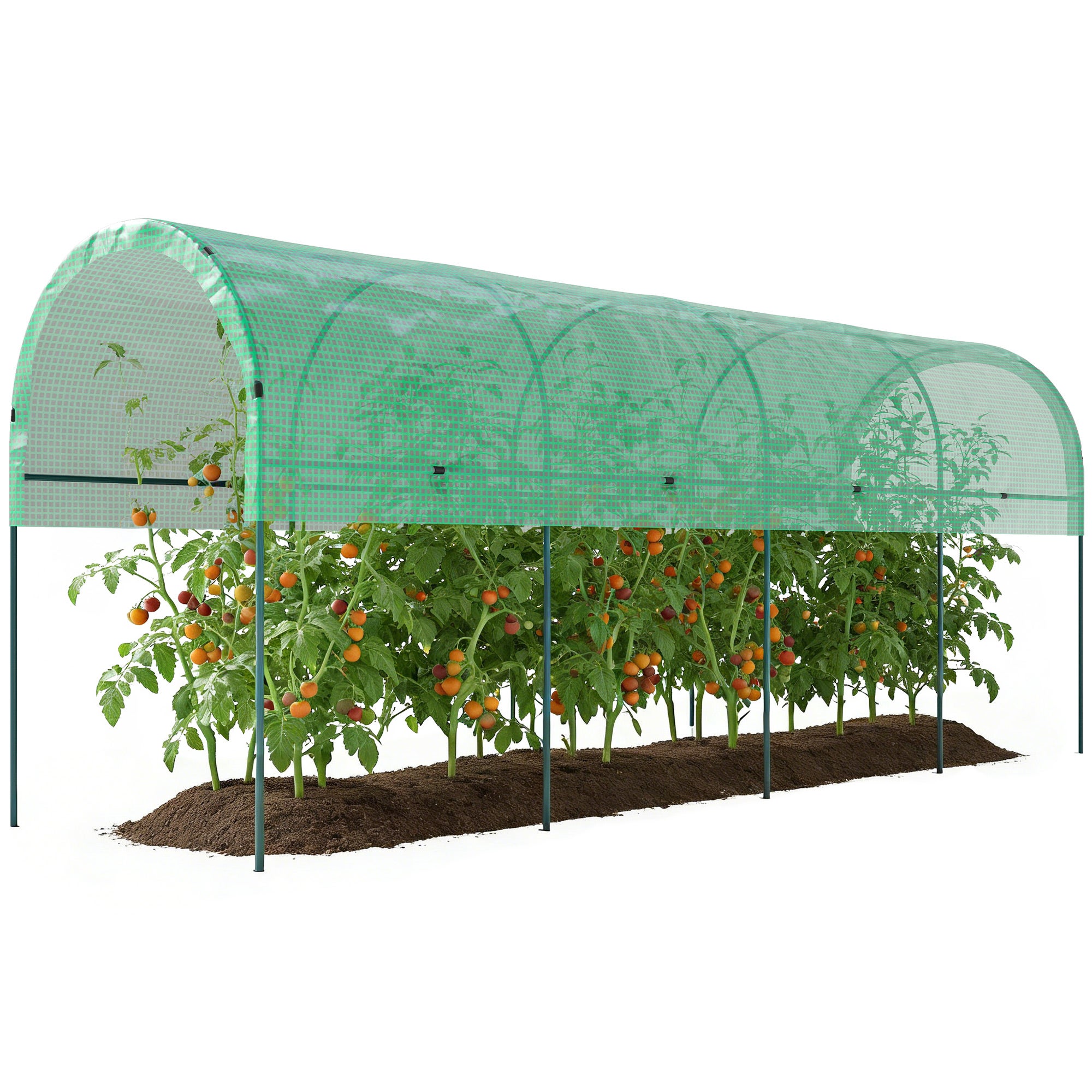 Szklarnia aluminiowa odporna na zimę, z dachem łukowym, kotwy gruntowe, 400 x 120 x 170 cm, zielona