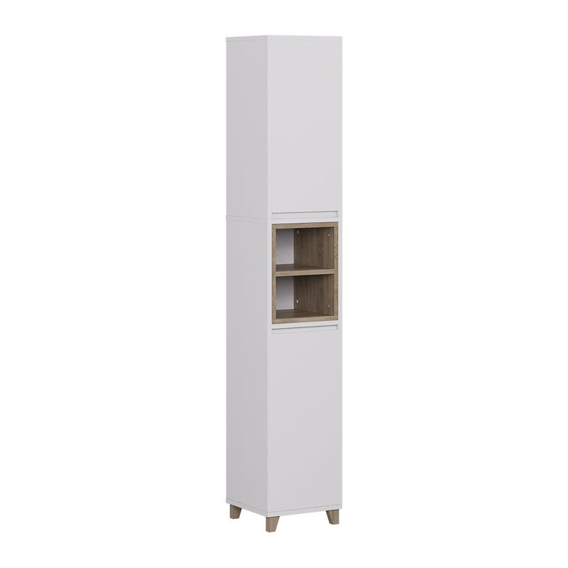 Vicco Szafka łazienkowa Elnor, Biały/dąb, 30 x 170 cm z 2 drzwiami