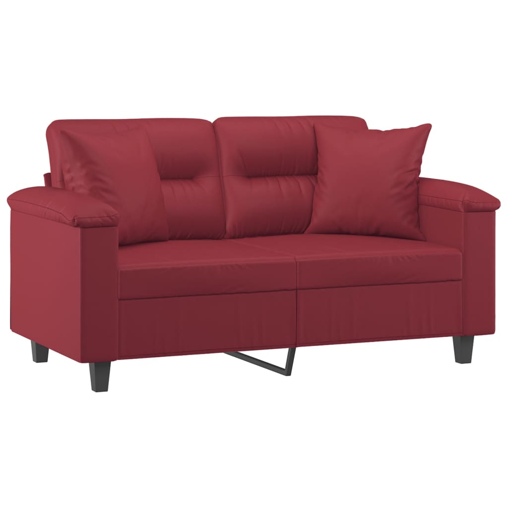 2-os. sofa z poduszkami, winna czerwień, 120 cm, sztuczna skóra