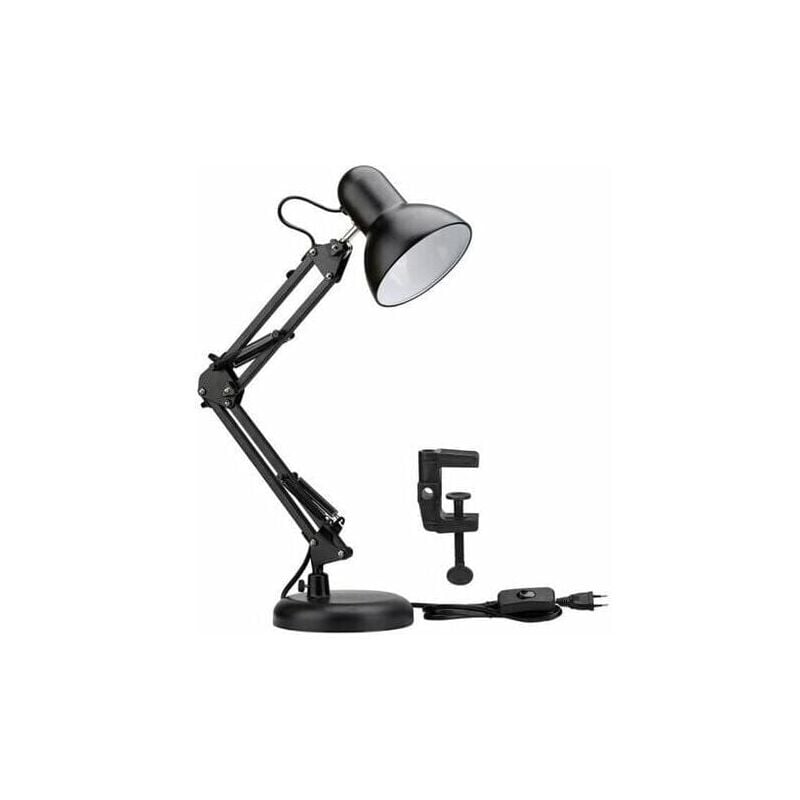 Lampka biurkowa LED stołowa w stylu retro, metalowa lampka nocna do czytania E27 bez źródła światła, czarna