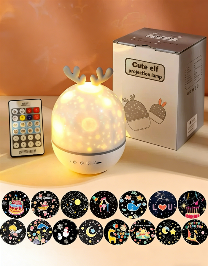 Prezent Projektor Gwiazd Bluetooth z Muzyką, Lampka Nocna 360° z Pilotem, 4 Tryby/21 Tematów
