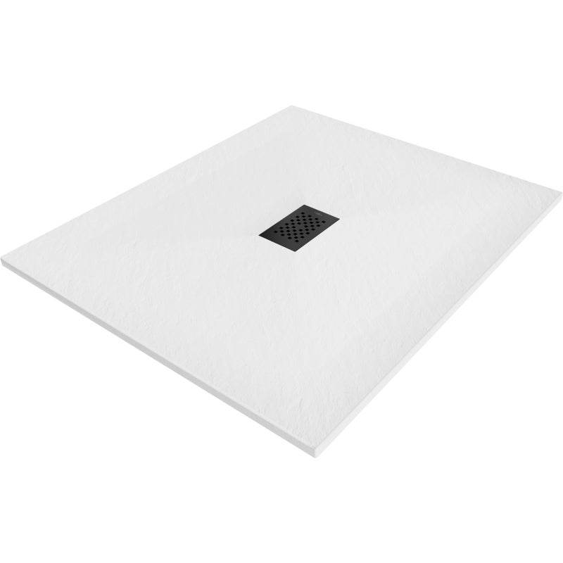 Mexen Hugo brodzik prostokątny SMC 130 x 100 cm, biały, maskownica czarna - 42101013-B