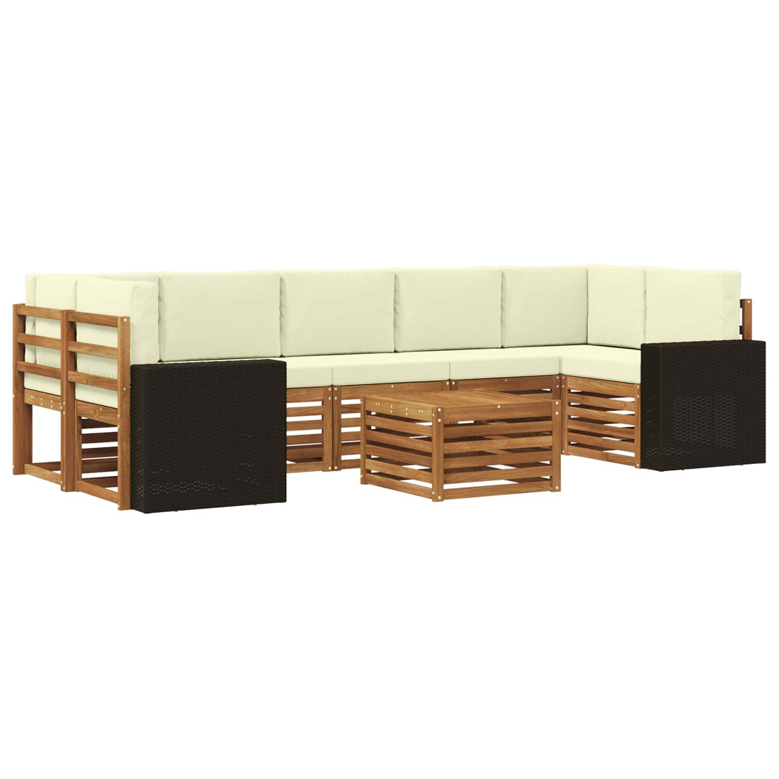Zestaw sof na zewnątrz z poduszką 8 pcs Naturalny i Kremowy