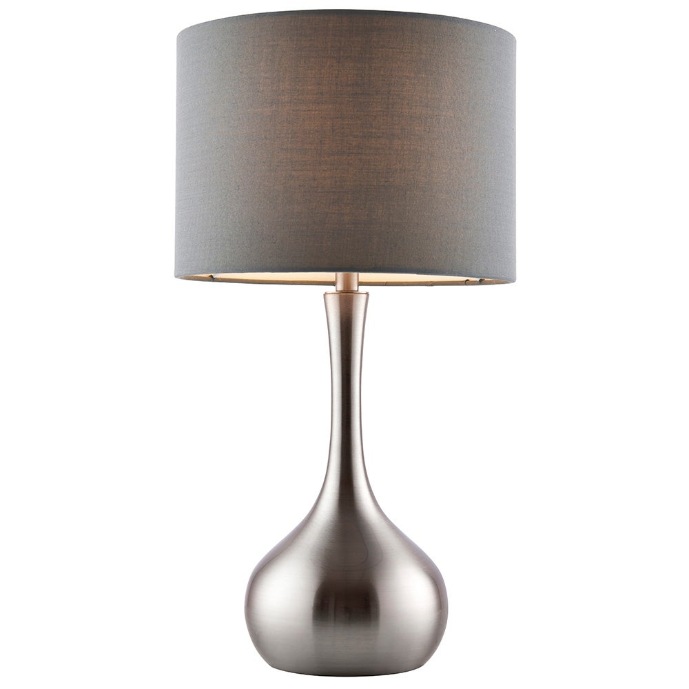 Lampa stołowa dekoracyjna ściemnialna z abażurem satynowa niklowa dotykowa 1xE14 40W PICCADILLY Endon