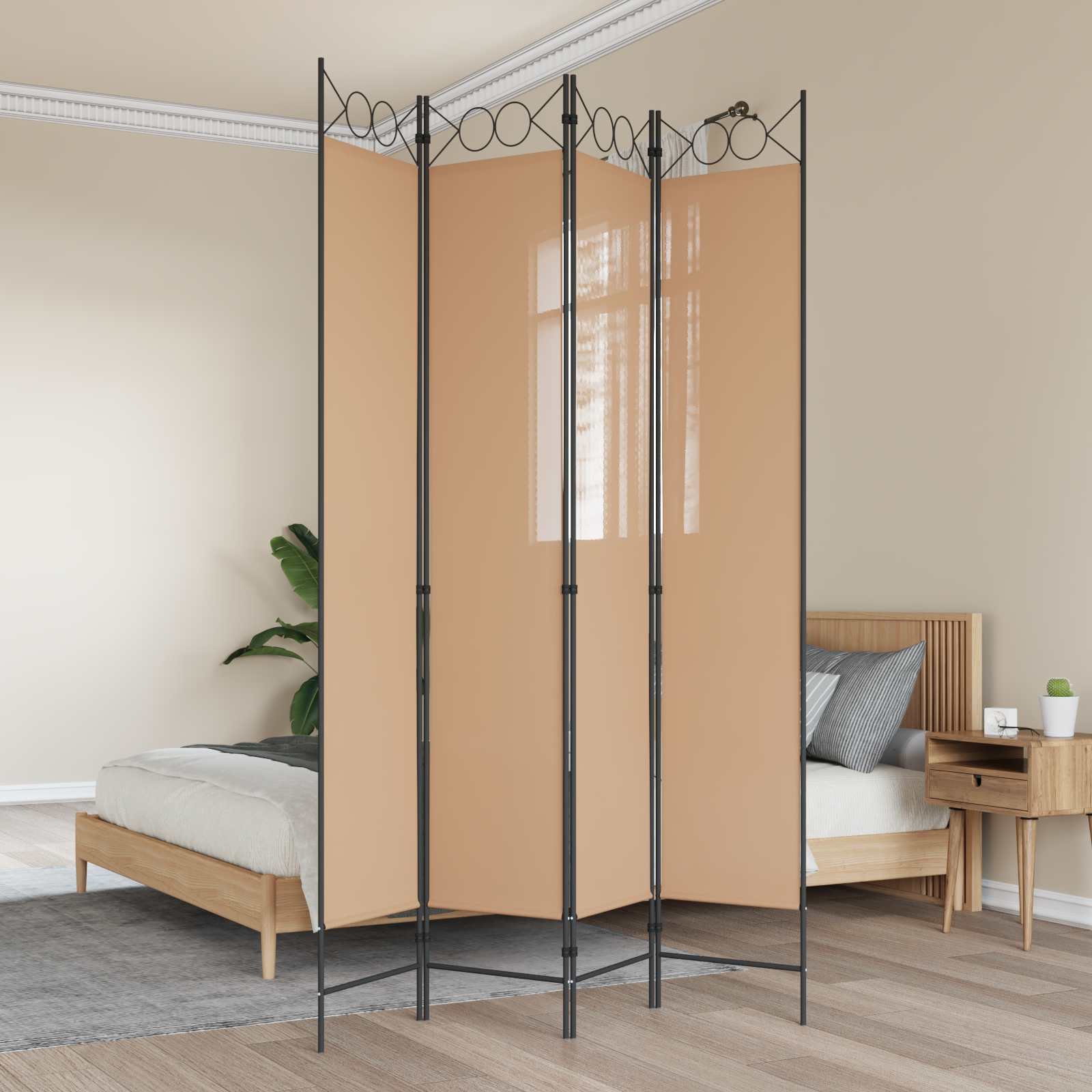 4-panelowy parawan Beżowy 160 x 220 cm tkanina vidaXL