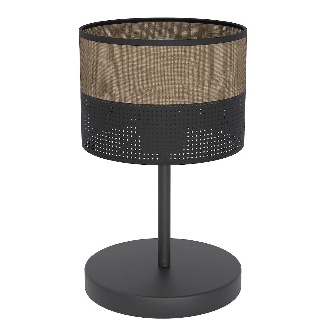 Lampa stołowa perforowany klosz KARBON 1xE27x15W metal czarno-brązowa wym:33x20x20cm IP20 Emibig
