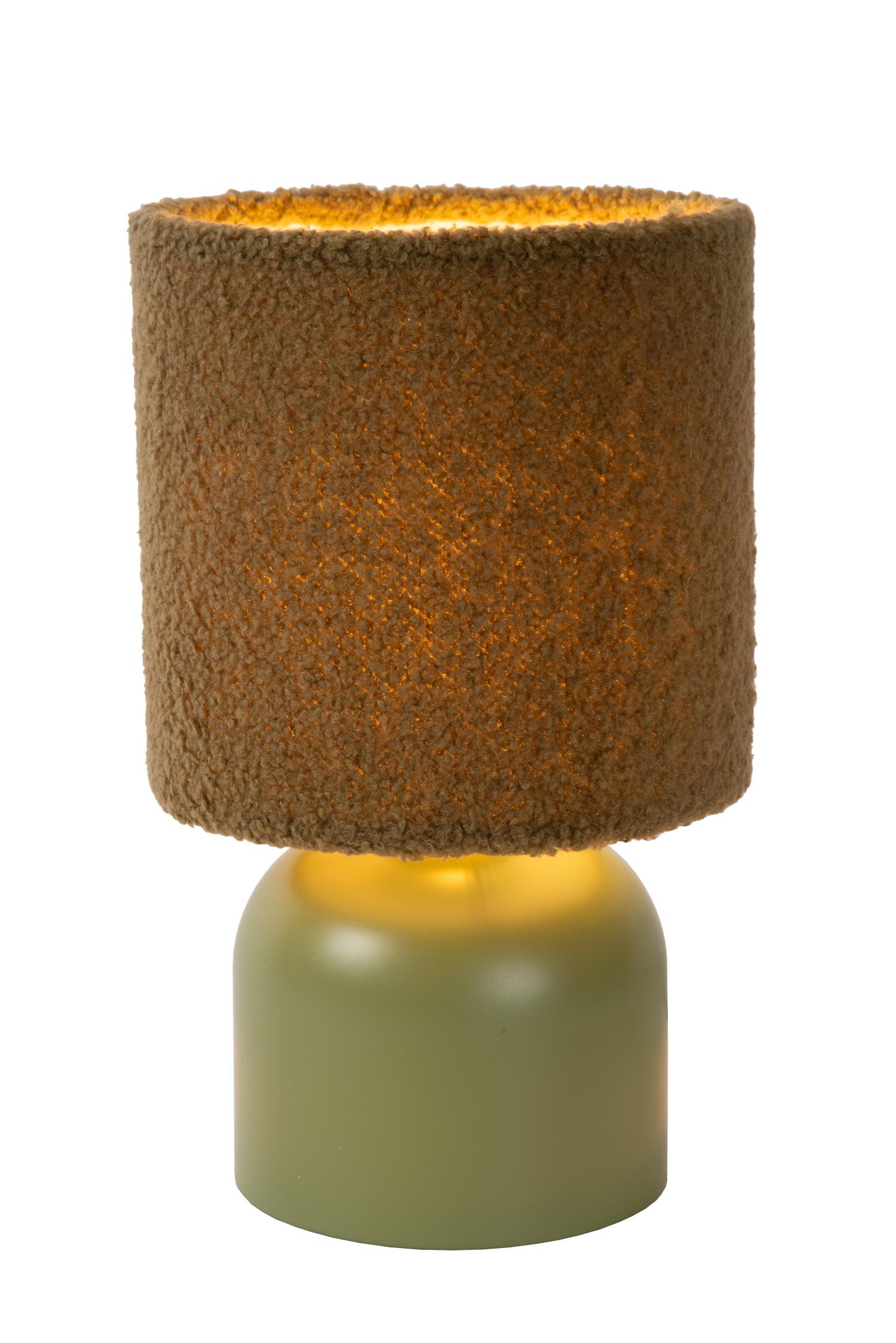 Lampa stołowa z abażurem Woolly brązowo-zielona 1xE14x40W Lucide