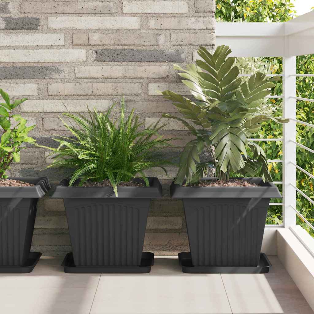 Kwadratowa doniczka na kwiaty 6 pcs Czarny 38 x 38 x 30 cm vidaXL