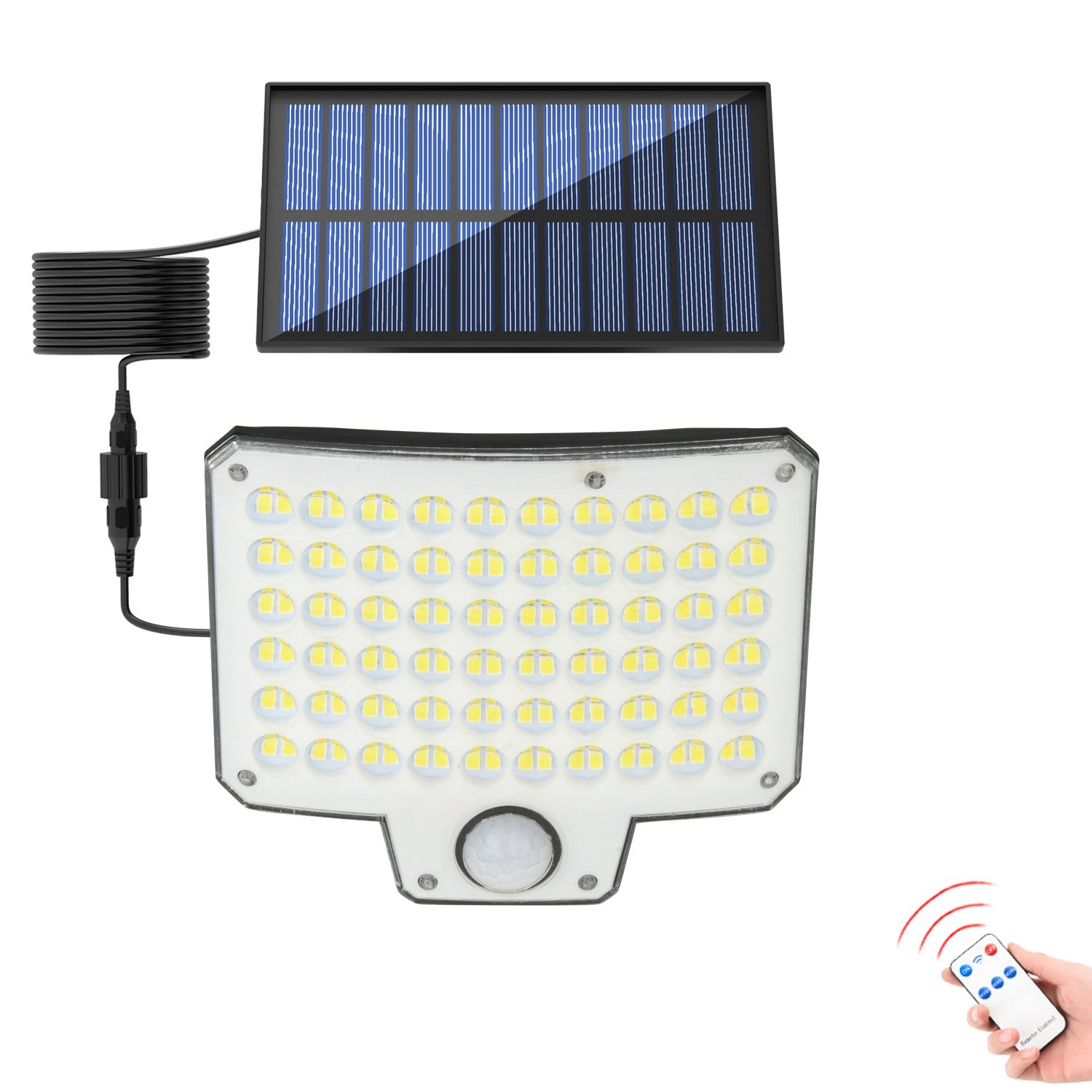 Lampy solarne zewnętrzne, 240 LED, reflektory solarne z pilotem, wodoodporne, 3 tryby oświetlenia, regulowane kinkiety