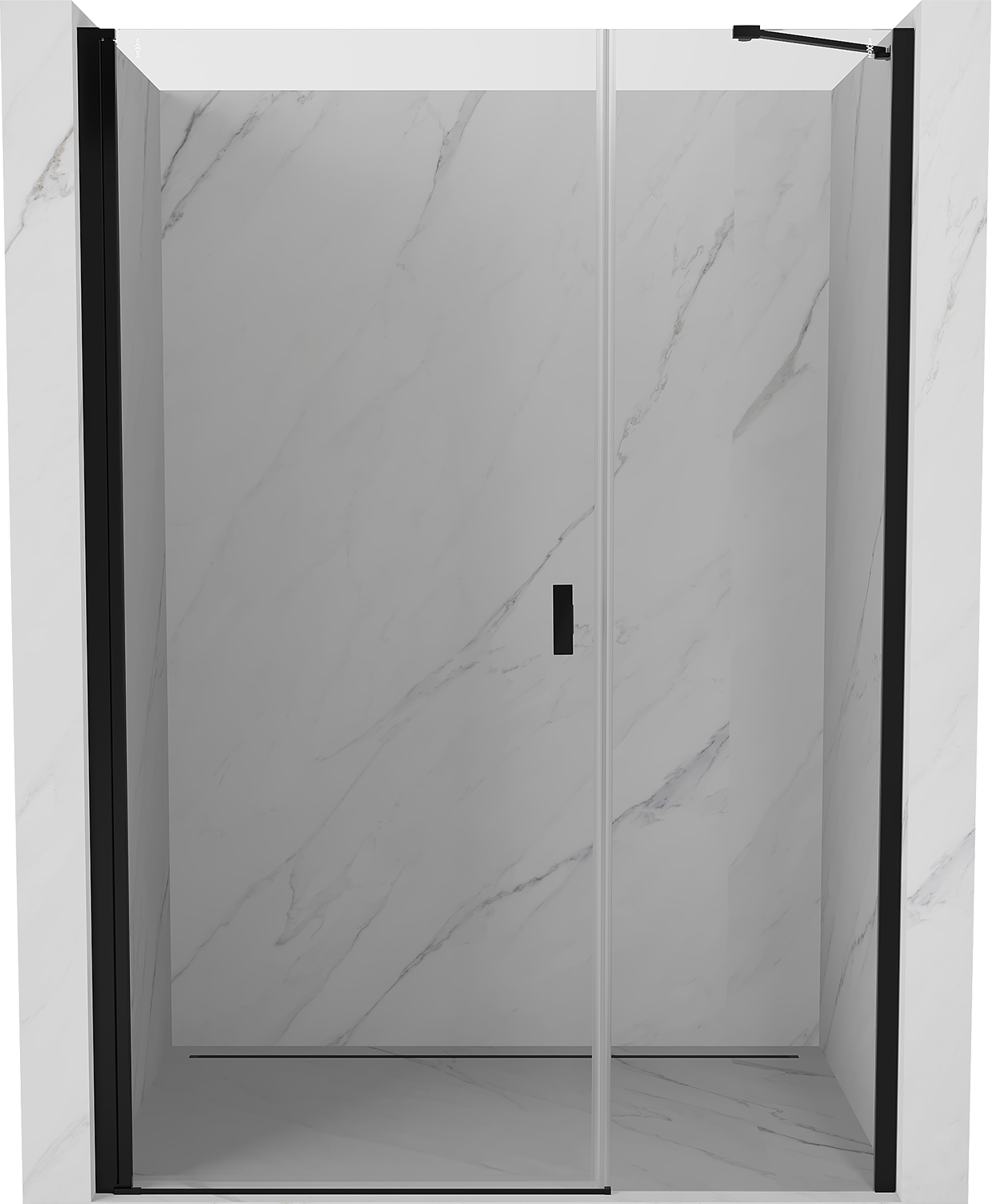 Mexen Mist-B drzwi prysznicowe uchylne 105 cm, transparent, czarne - 8A2-105-001-70-00