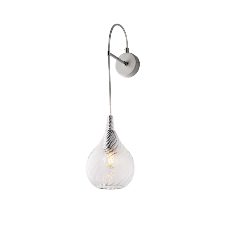 Applique in ferro con vetro trasparente pyrex 1 luce H.60 - L.14 - P.21