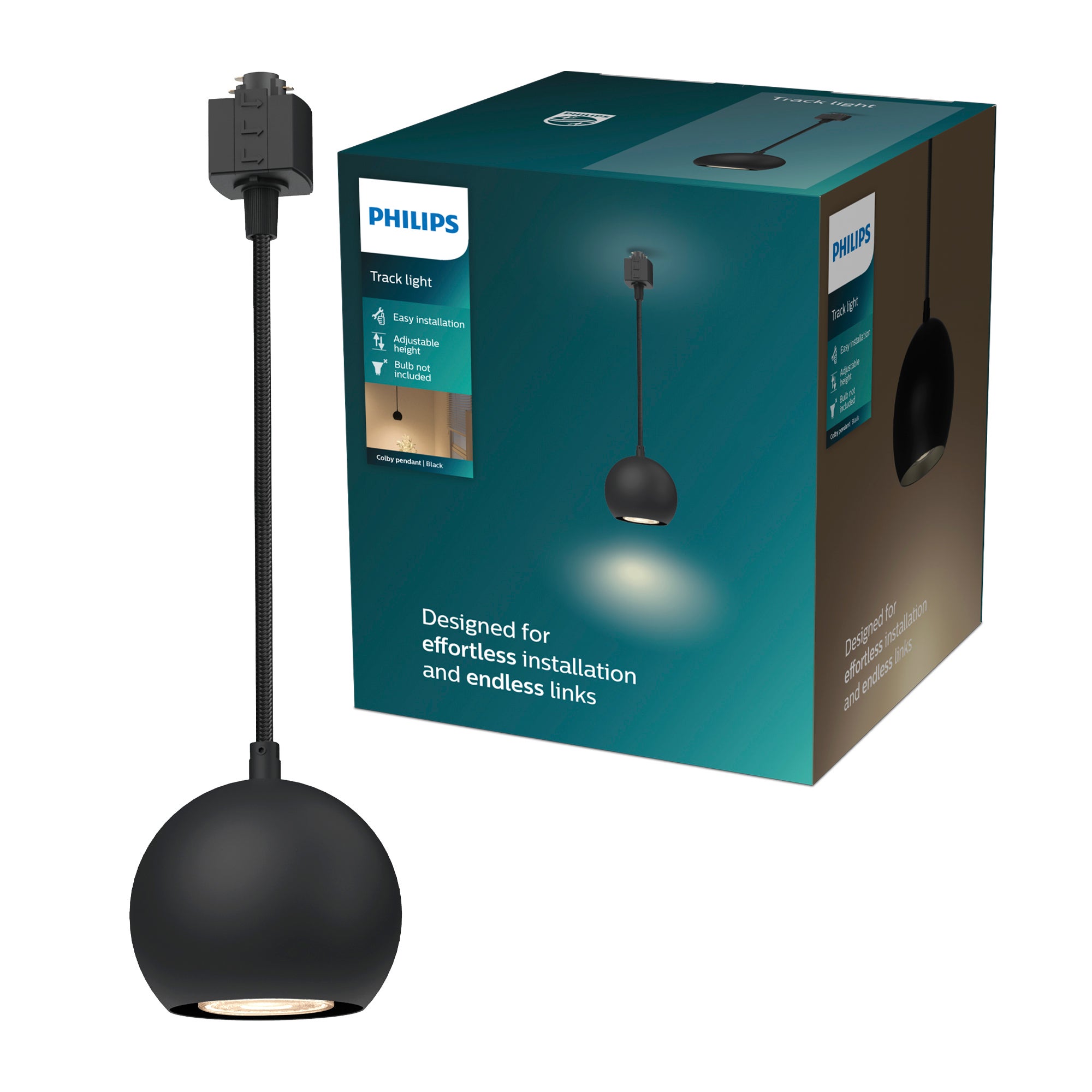 Lampa Wisząca na Szynę Oświetleniową Szynoprzewód LED GU10 Jednofazowa Czarna EasyLink Colby Philips