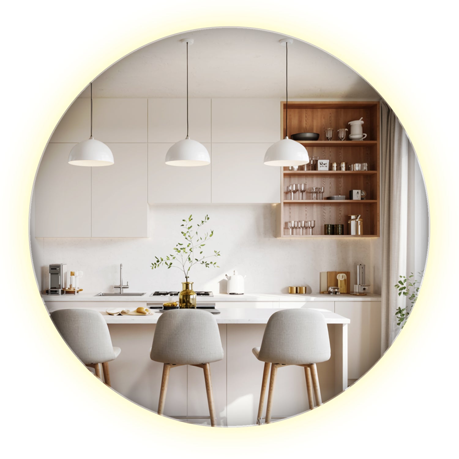 Lustro LED okrągłe o barwie neutralnej, eleganckie do łazienki 50 cm, ArtPrintCave