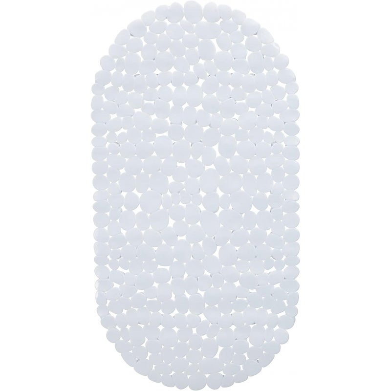 Mata łazienkowa antypoślizgowa, imitacja kamienia, z przyssawkami, zmywalna, dł. x szer.: 36 x 68 cm, biała