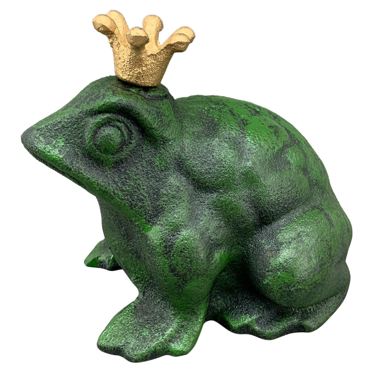 Figurka żaby z koroną Exner żeliwna 12 cm zielona 1 szt.