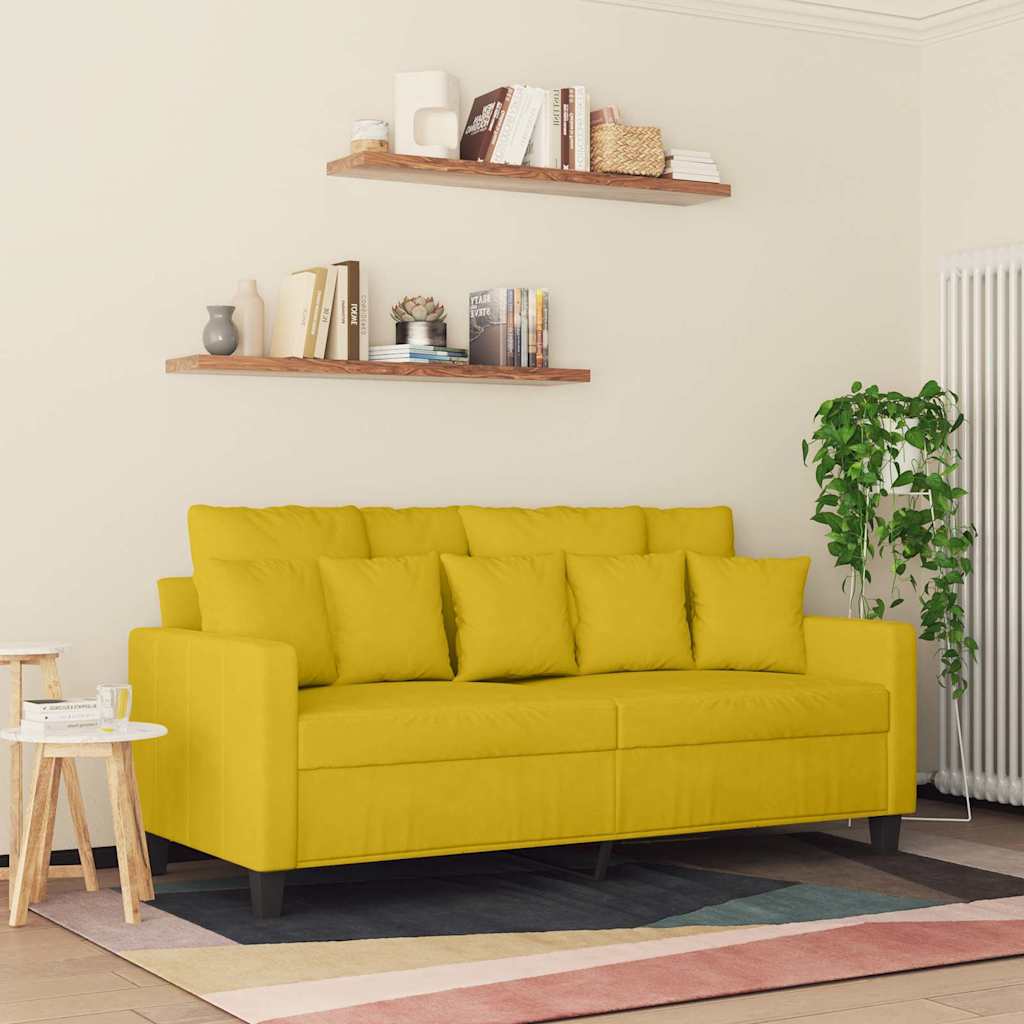 Sofa 2-osobowa, żółta, 140 cm, tapicerowana aksamitem