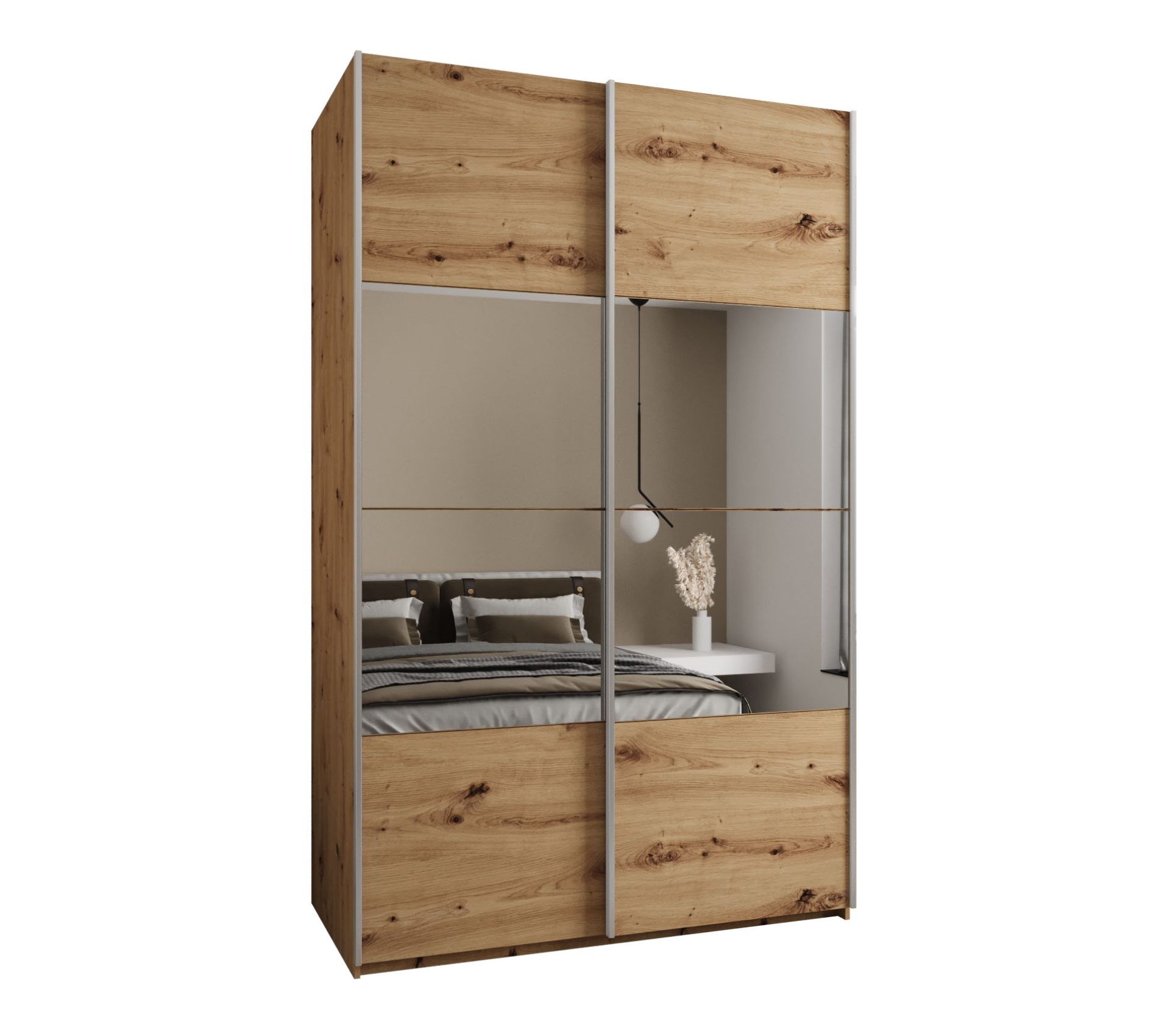 Szafa przesuwna wysoka Lux 4 150 x 64 x 245,5 cm artisan + artisan + u. srebrny - Abiks Meble