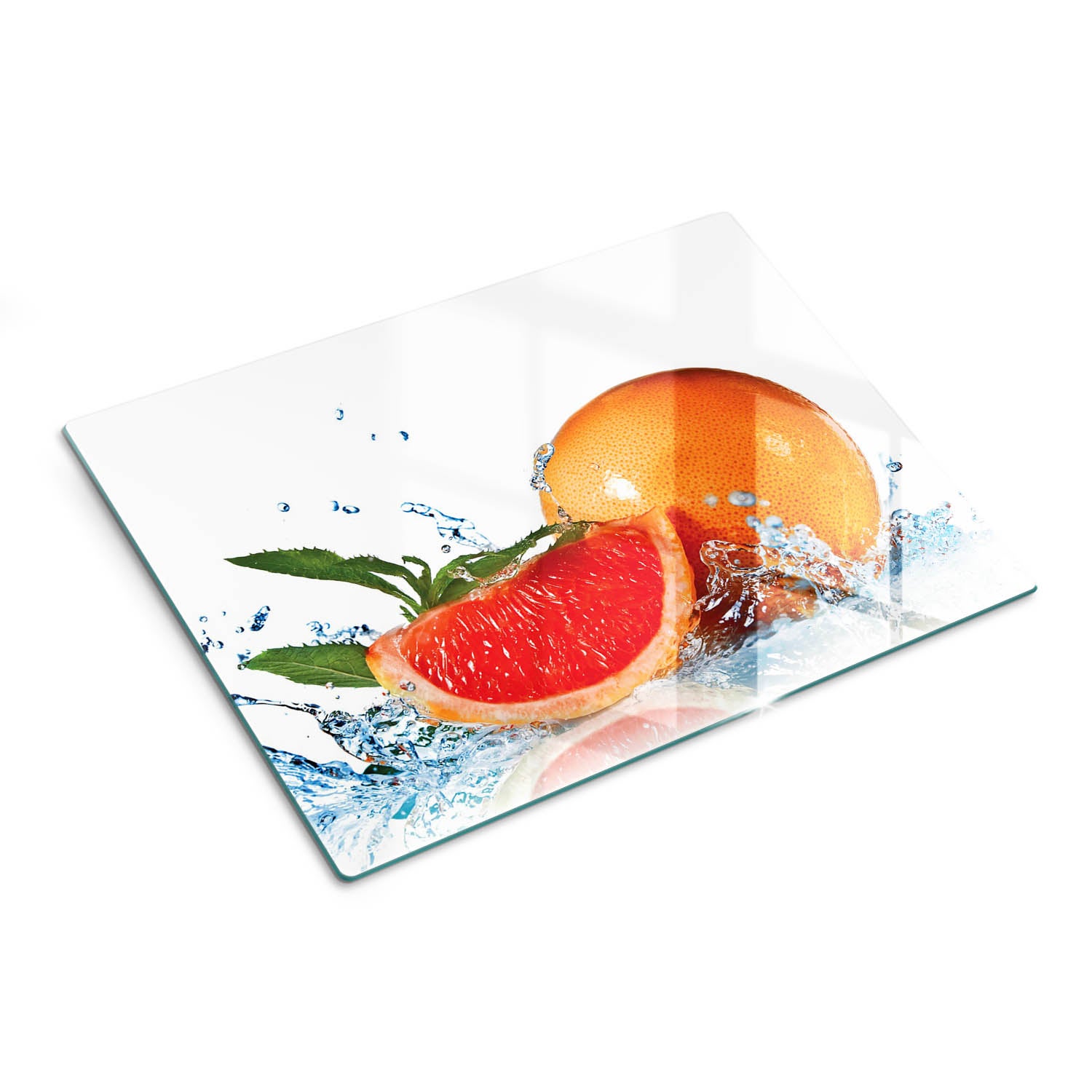 Designerska szklana deska do krojenia z ozdobną grafiką - Grejpfrut Mięta - 30x40 - Tulup