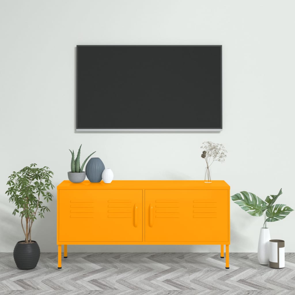 Szafka pod telewizor, musztardowa, 105x35x50 cm, stalowa vidaXL