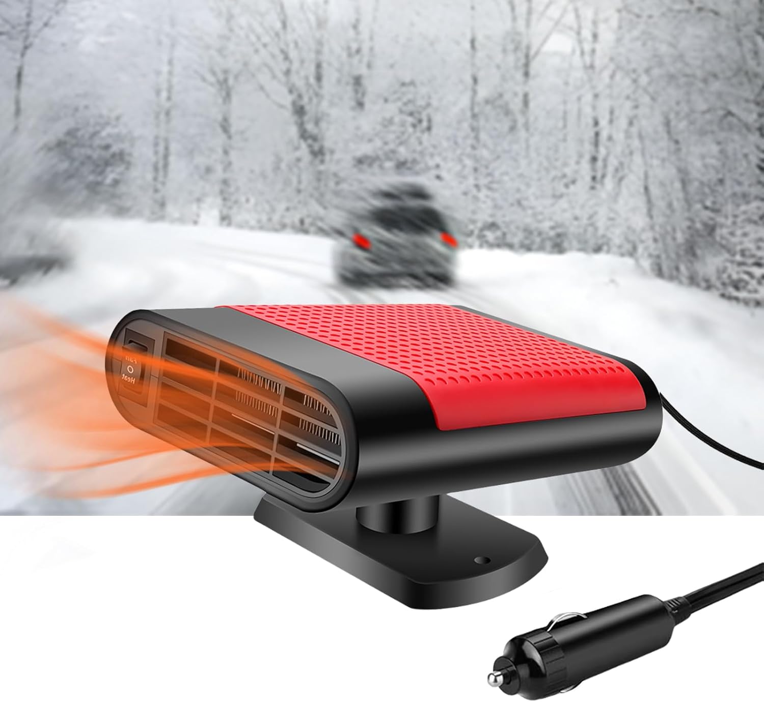 Ogrzewacz samochodowy 12 V 150 W – odmrażacz ze stojakiem i przyssawką – przenośny odmrażacz do szyb samochodowych – 2 w 1 – ogrzewanie i chłodzenie
