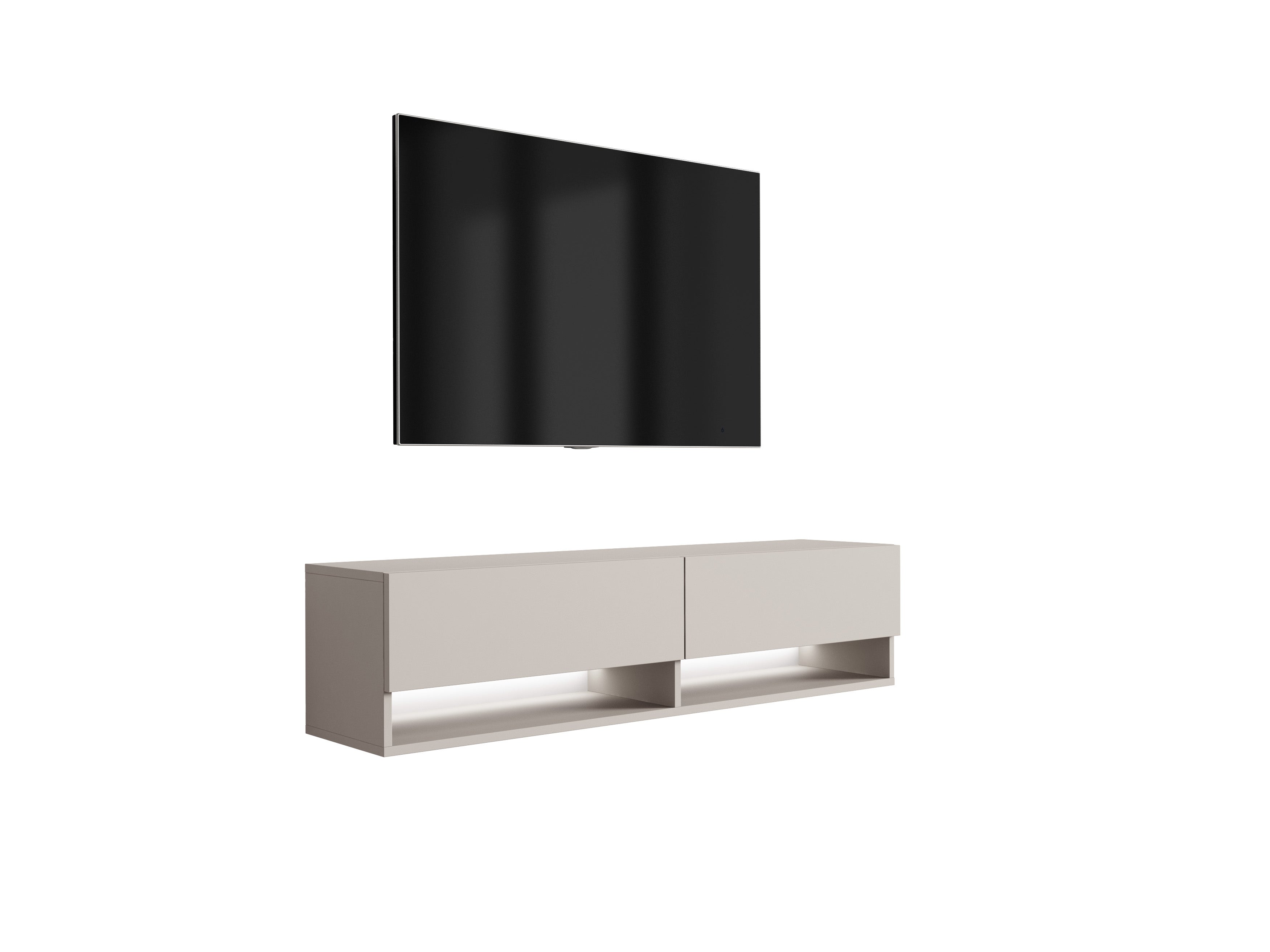 Szafka pod telewizor 140 cm Kaszmir, LED biały, 140 × 32 × 34 cm