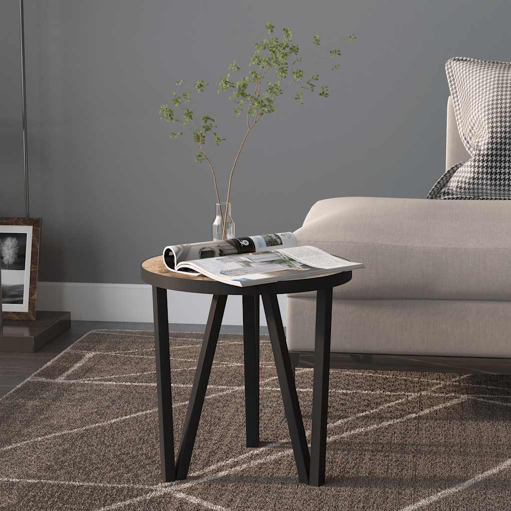 vidaXL Stolik herbaciany, czarno-żółty, Ø35 cm, MDF