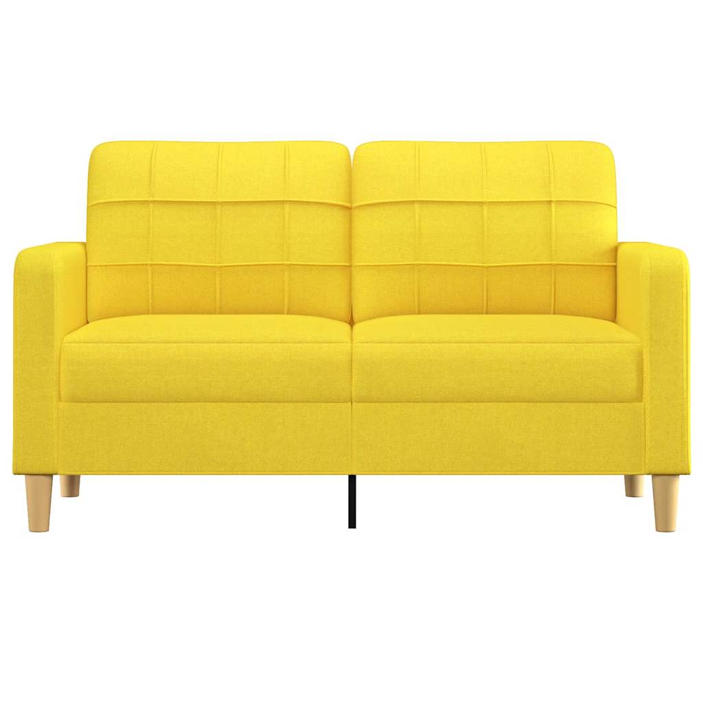 Sofa 2-osobowa, jasnożółta, 140 cm, tapicerowana tkaniną