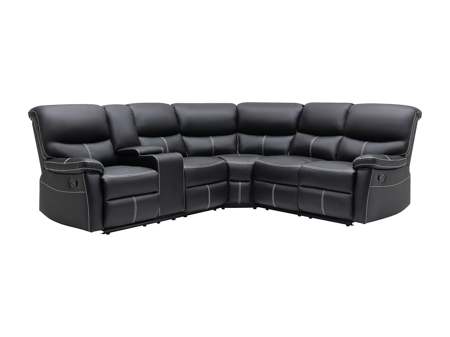 Kanapa narożna z funkcją relax z imitacji skóry w kolorze czarnym CANBY