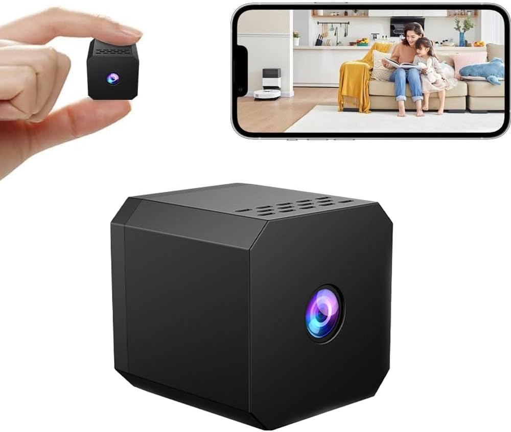Miniaturowa kamera szpiegowska, bezprzewodowa kamera monitorująca, mała kamera wewnętrzna WiFi 1080P z noktowizorem/detekcją ruchu/przechowywaniem