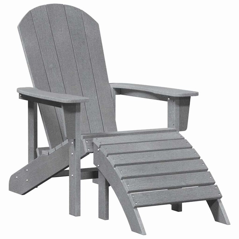 Krzesło Adirondack Ogrodowe HDPE Jasnoszare na Taras z Podłokietnikami