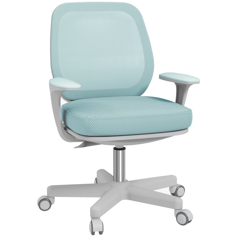 Ergonomiczny fotel biurowy z regulowaną wysokością i przewiewnym oparciem, 55 x 48 x 82,5-94,5 cm, jasnozielony