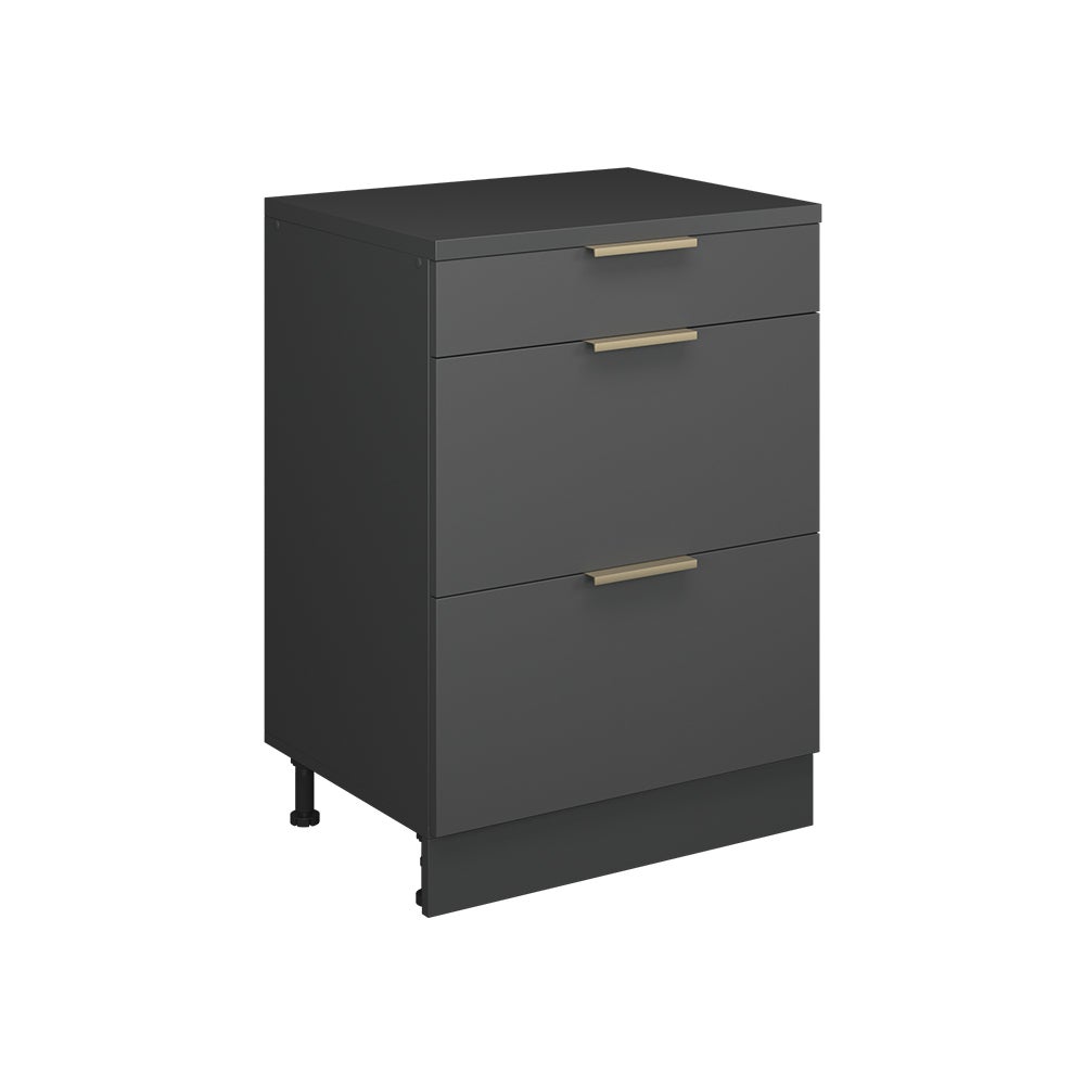 Vicco Komoda rozszerzająca Rion, Antracyt złoto/Antracyt, 60 x 46 cm bez skosu z 3 szufladami