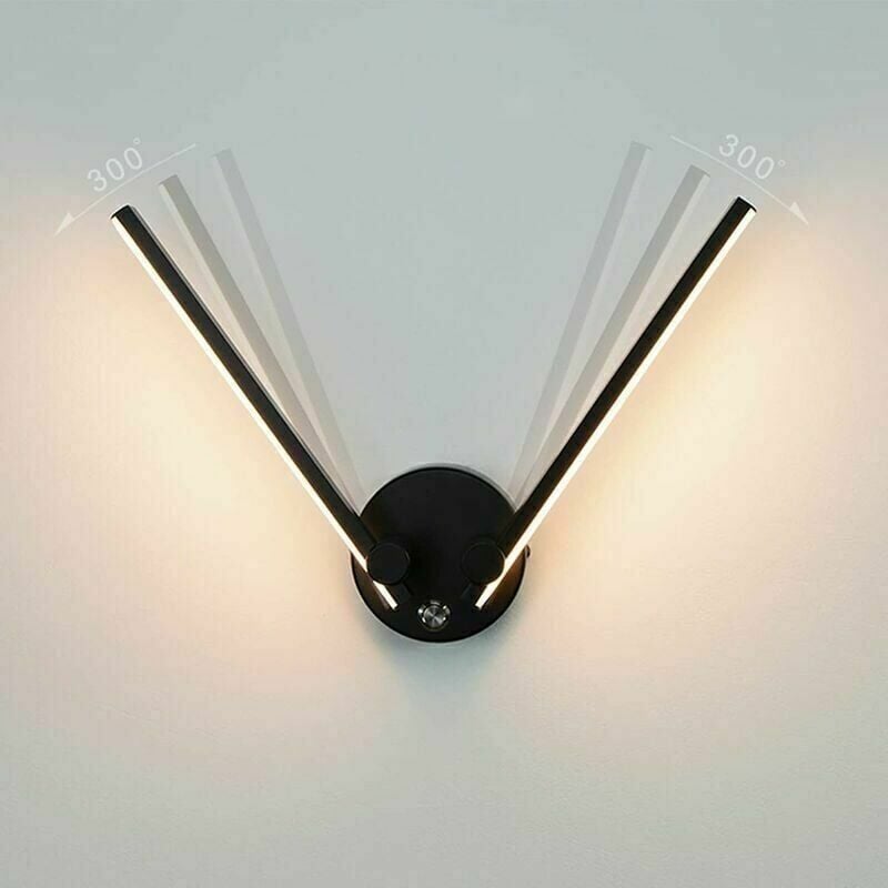 Lampa łazienkowa z włącznikiem, LED do lustra łazienkowego 53 cm, ramię obrotowe 300°, czarna, zmieniająca kolor w trzech kierunkach