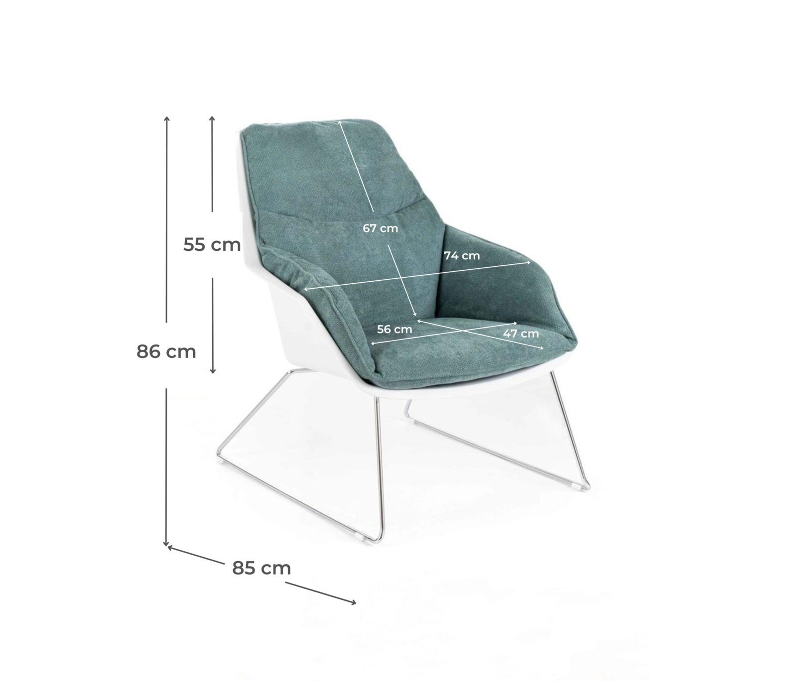 Fauteuil en polypropylène acquamarina 85 cm x 74 cm H. 86 cm