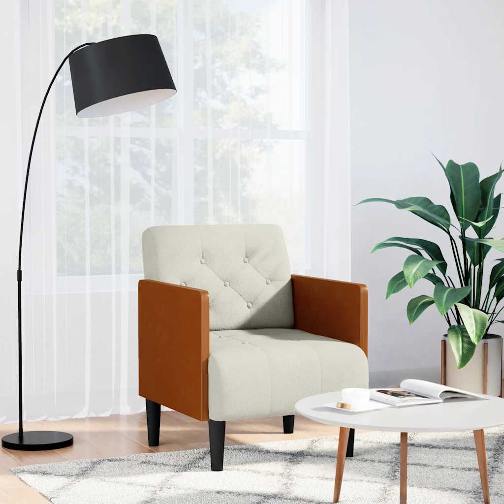 Sofa Fotel z Podłokietnikami Kremowy 55 cm Aksamit vidaXL
