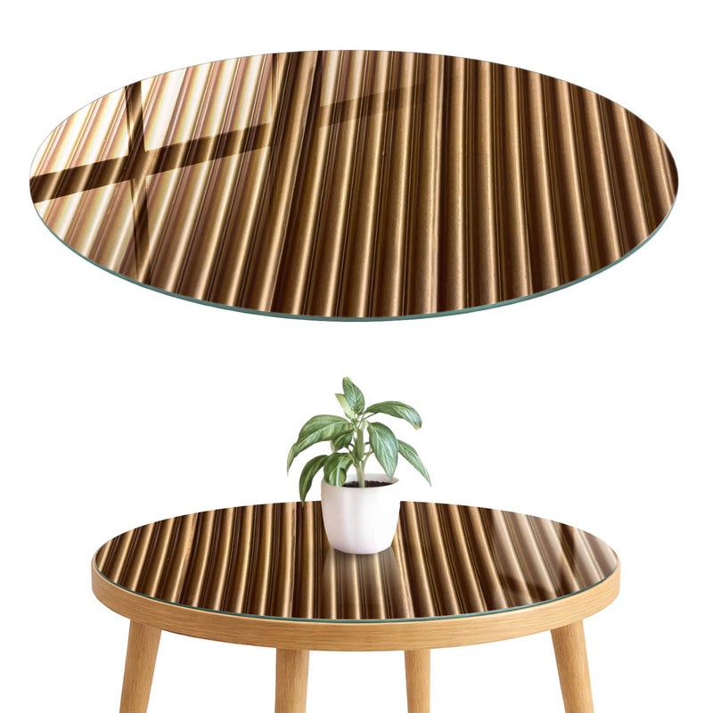 Blat szklany z grafiką i nadrukiem 4 mm - ochrona, dekoracja i metamorfoza mebli fi80 cm Brązowe linie