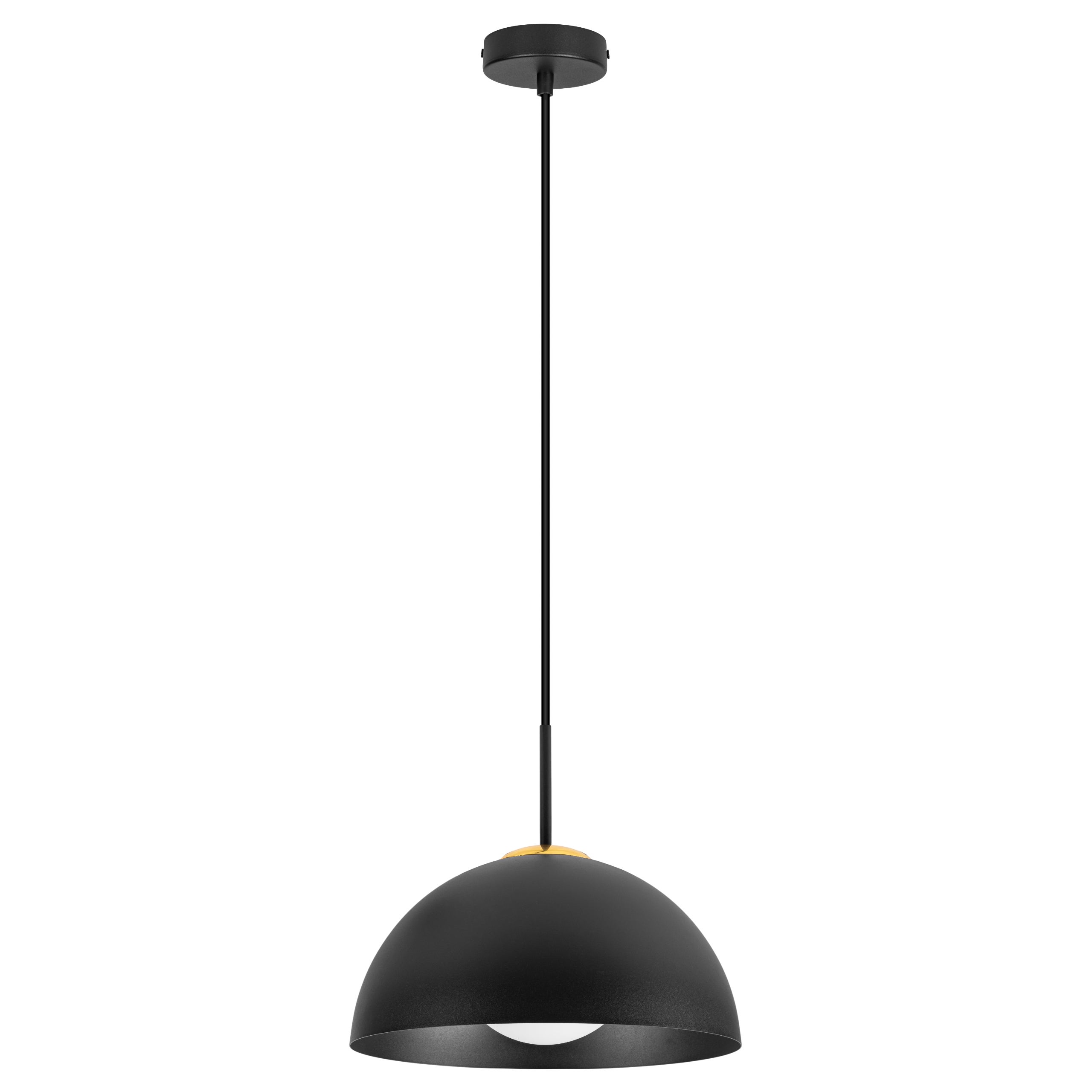 Lampa sufitowa wisząca E27 Czarna Złota Mleczny klosz Żyrandol z regulacją Loft Glamour - LEDHOFF