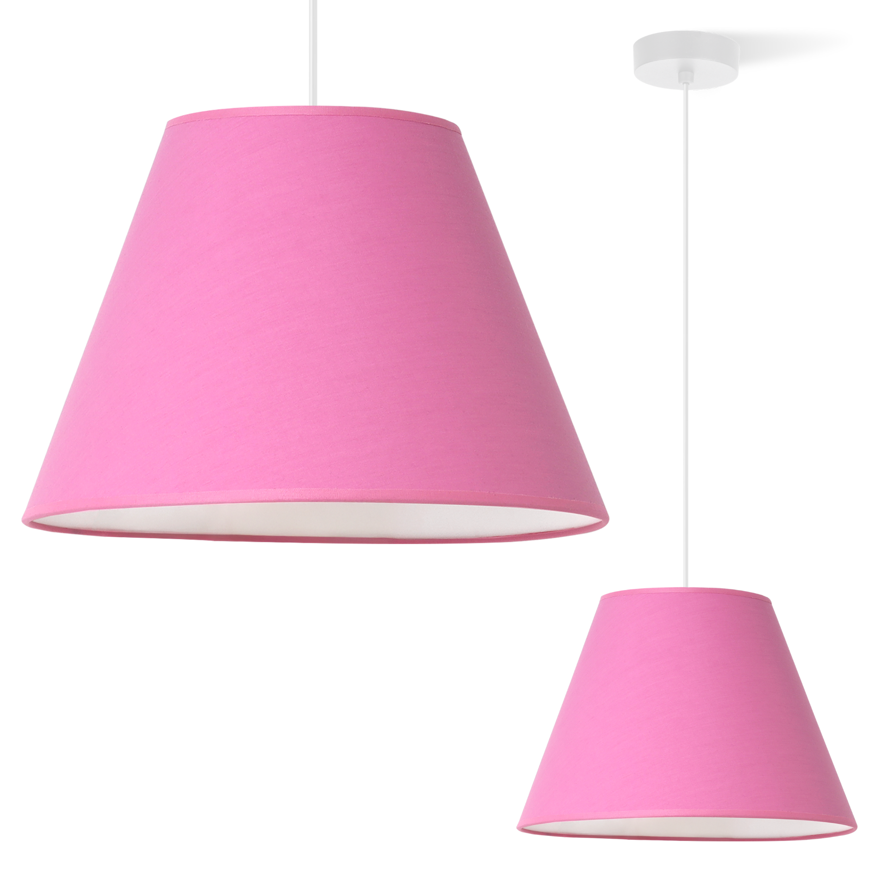 Lampa sufitowa wisząca biała Light Home LH Pastel 1xE27 abażur stożek 30cm różowy