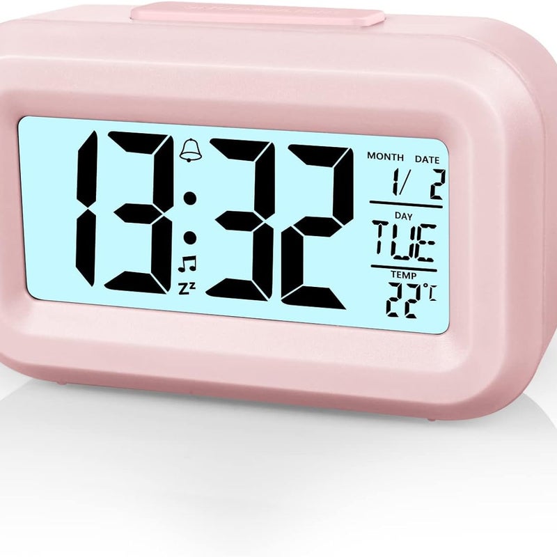 Cyfrowy budzik nocny z wyświetlaczem LED, regulowaną funkcją drzemki, formatem 12/24-godzinnym, temperaturą, datą, minutnikiem i światłem