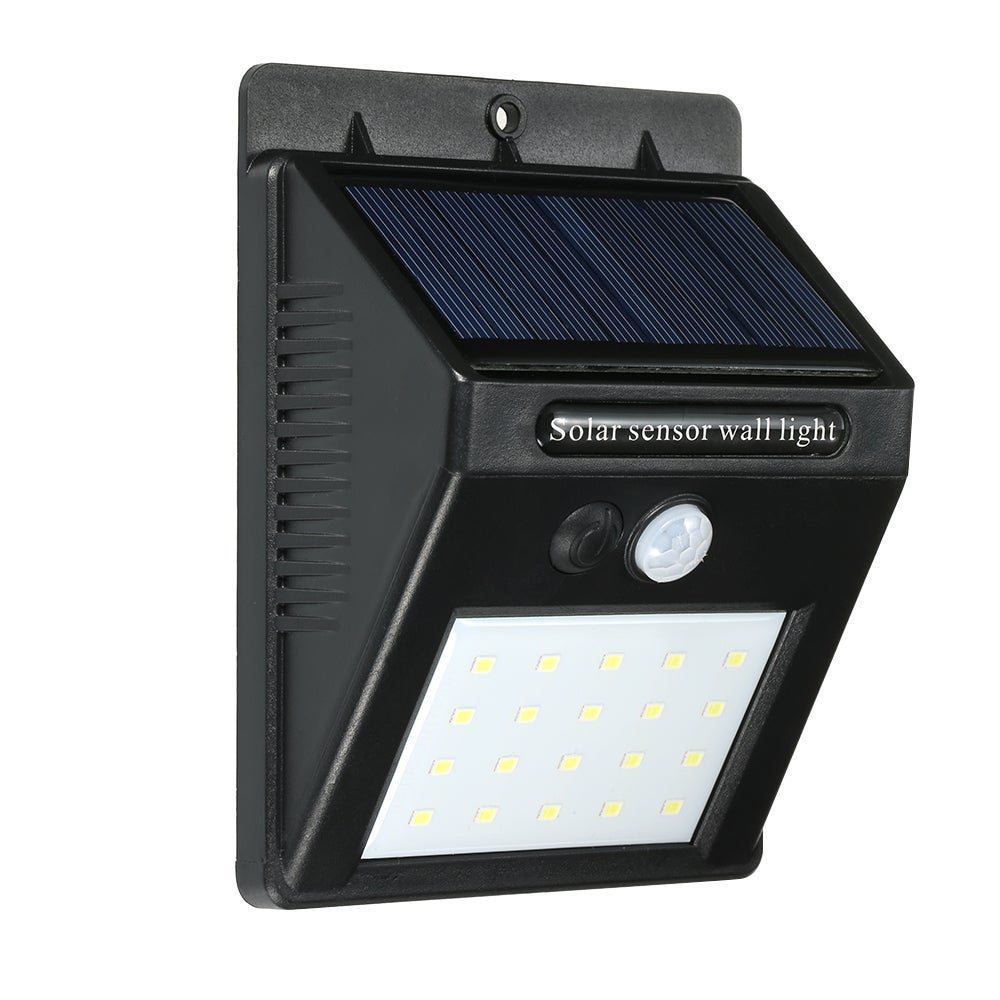 Wodoodporna lampa ścienna solarna IP65 z czujnikiem ruchu, 20 diodami LED, akumulator 1200 mAh do ogrodu