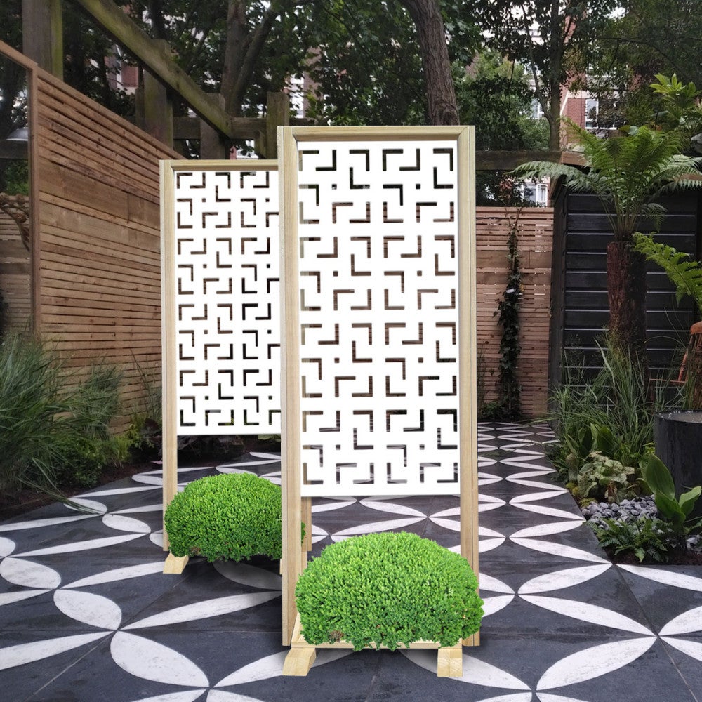 LABYRINTH M - Separè - Wolnostojący modułowy parawan - 70x190 cm - Wykonany z drewna i PVC, kolor wewnętrzny BIAŁY