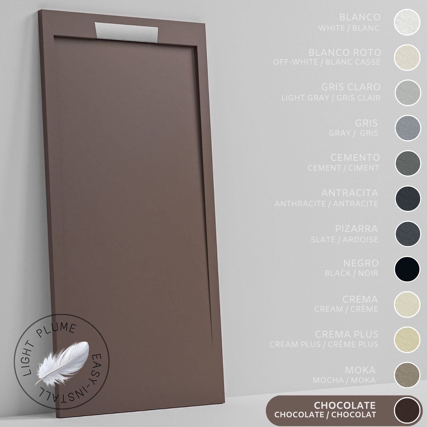 SOULHOME Lekki Brodzik z Żywicy tekstura Łupka – czekoladowy- 100x90- Niski 3cm– Elegancki