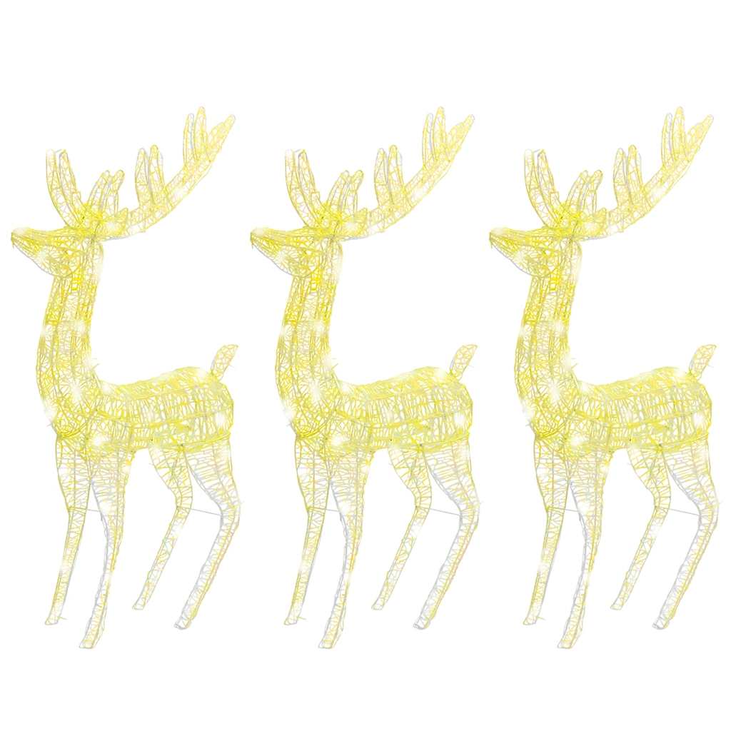3x Renifer Świąteczny LED Akrylowy 180 cm Ciepła Biel 250 LED Zewnętrzny
