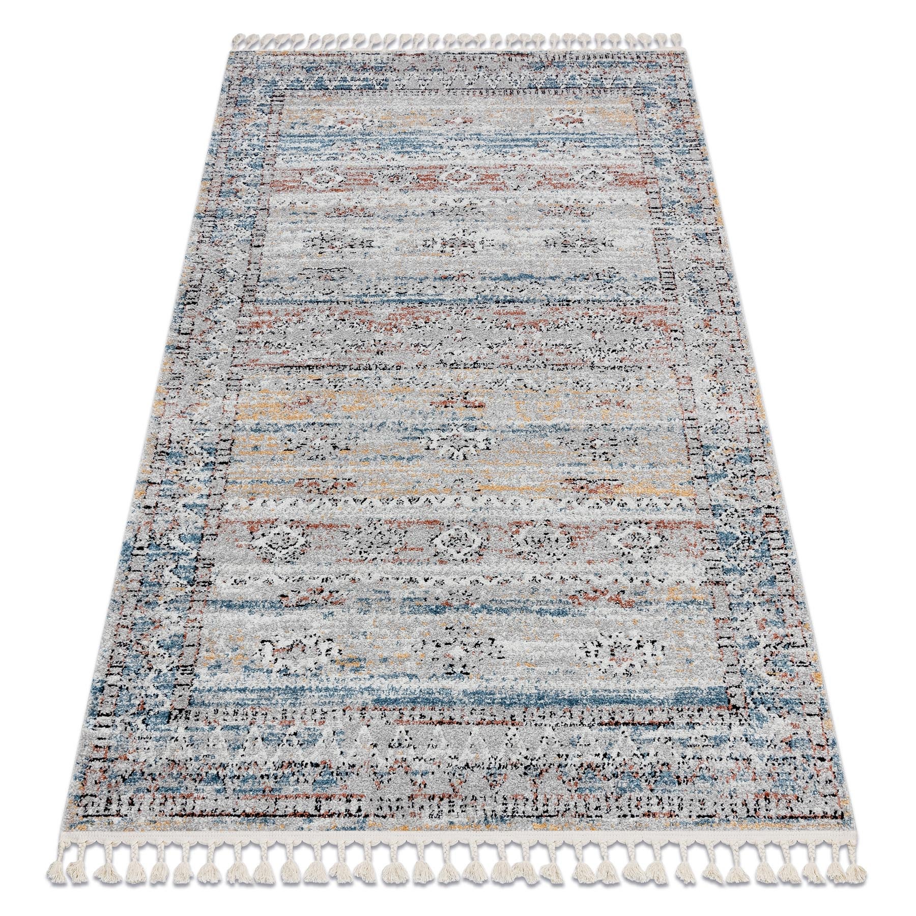 Dywan nowoczesny BELLE BN25A beż / niebieski Frędzle 120x170 cm