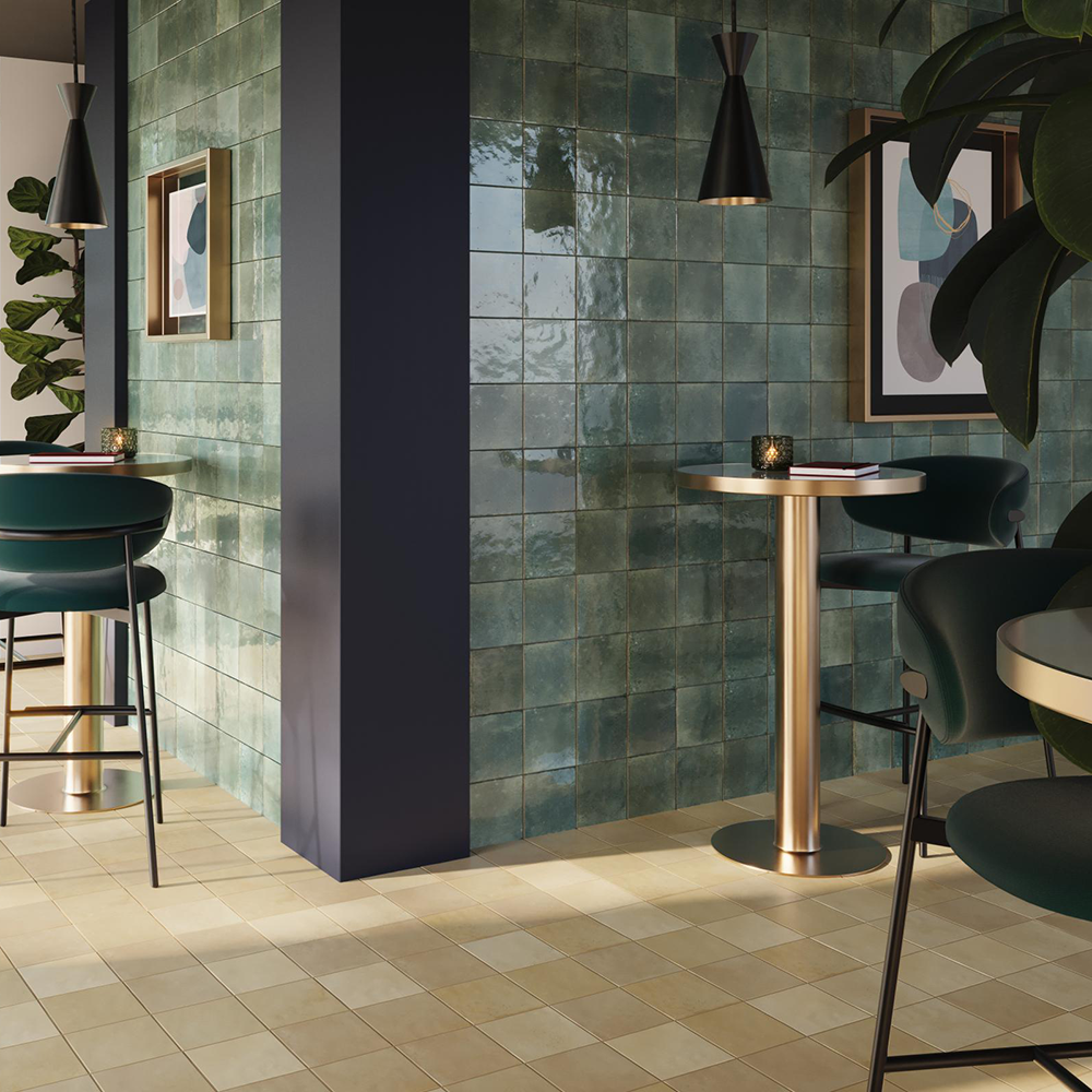Błyszcząca płytka Premium z gresu porcelanowego ULTRAGLOSS efekt Zellige Agadir Dżungla 14,7x14,7 cm